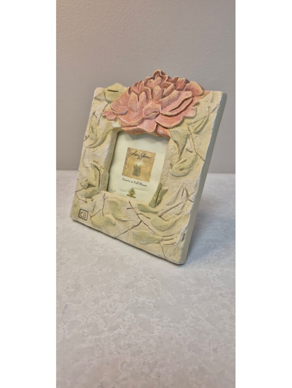 Vintage Cheri Blum Fetco Peony Flower Picture Frame Cottagecore Botanical 3x3